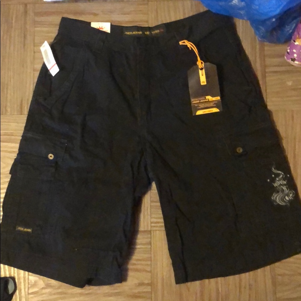 Cargo black shorts.